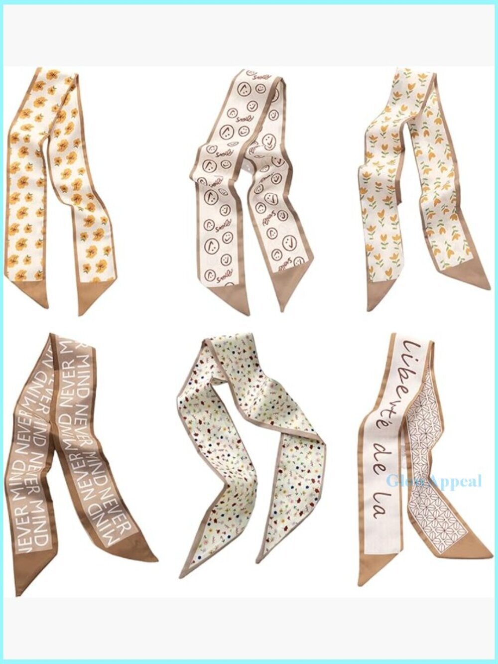 6-Pack Satin Scarves for Hair, Bags, and Neck Accessories